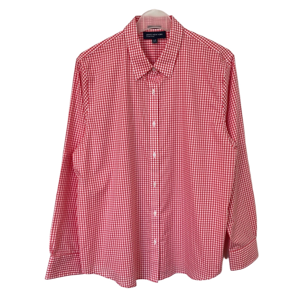 Jones New York Men’s XL Easy Care Gingham Button Up Long Sleeve Shirt Casual